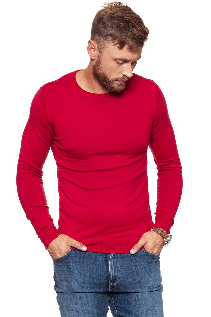 MĘSKI SWETER WRANGLER CREW KNIT RED W85672P47