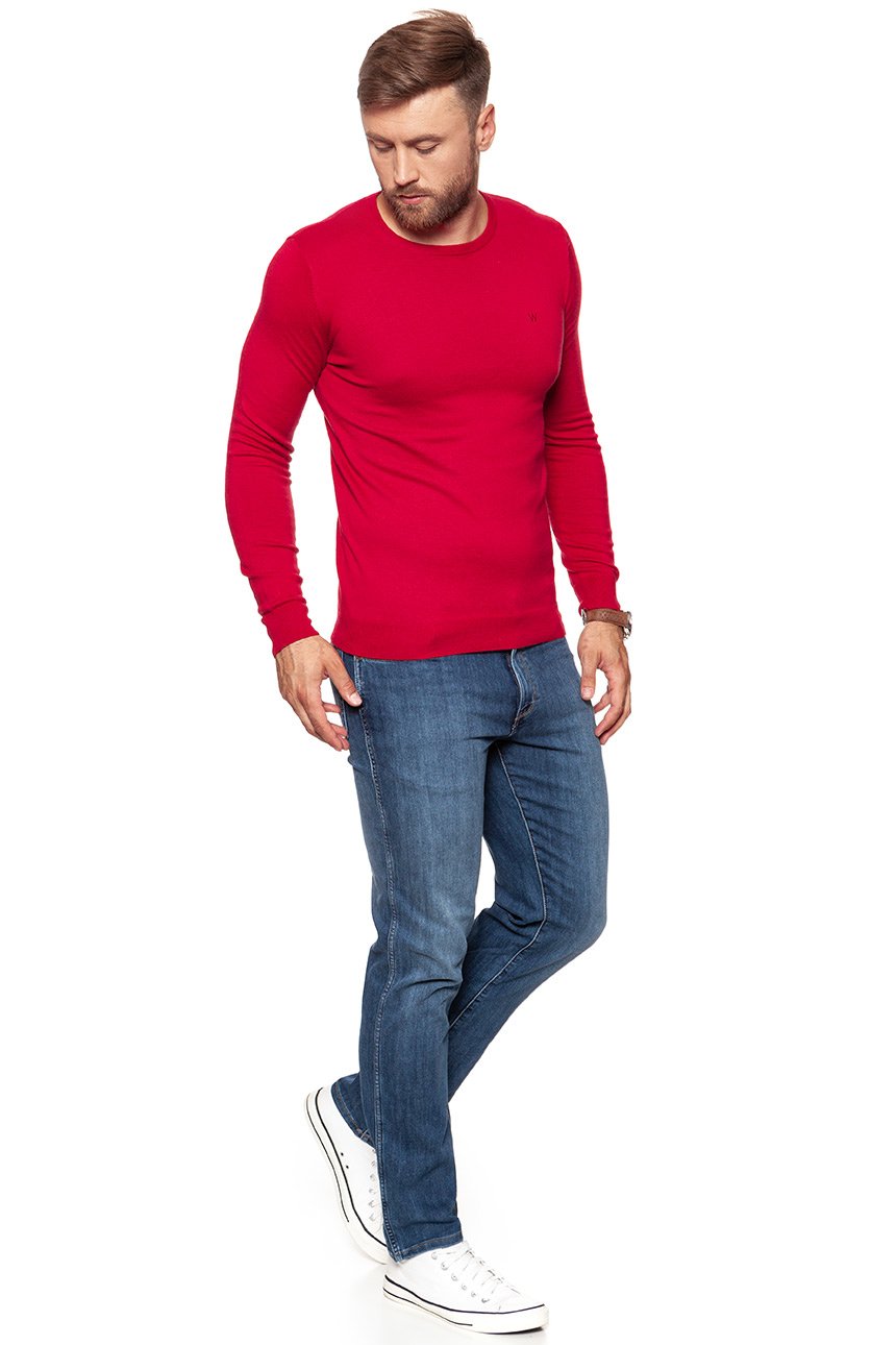 MĘSKI SWETER WRANGLER CREW KNIT RED W85672P47