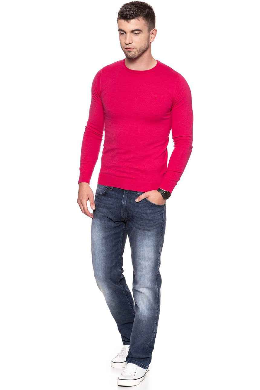 MĘSKI SWETER WRANGLER CREW KNIT BRIGHT ROSE W85672PVC