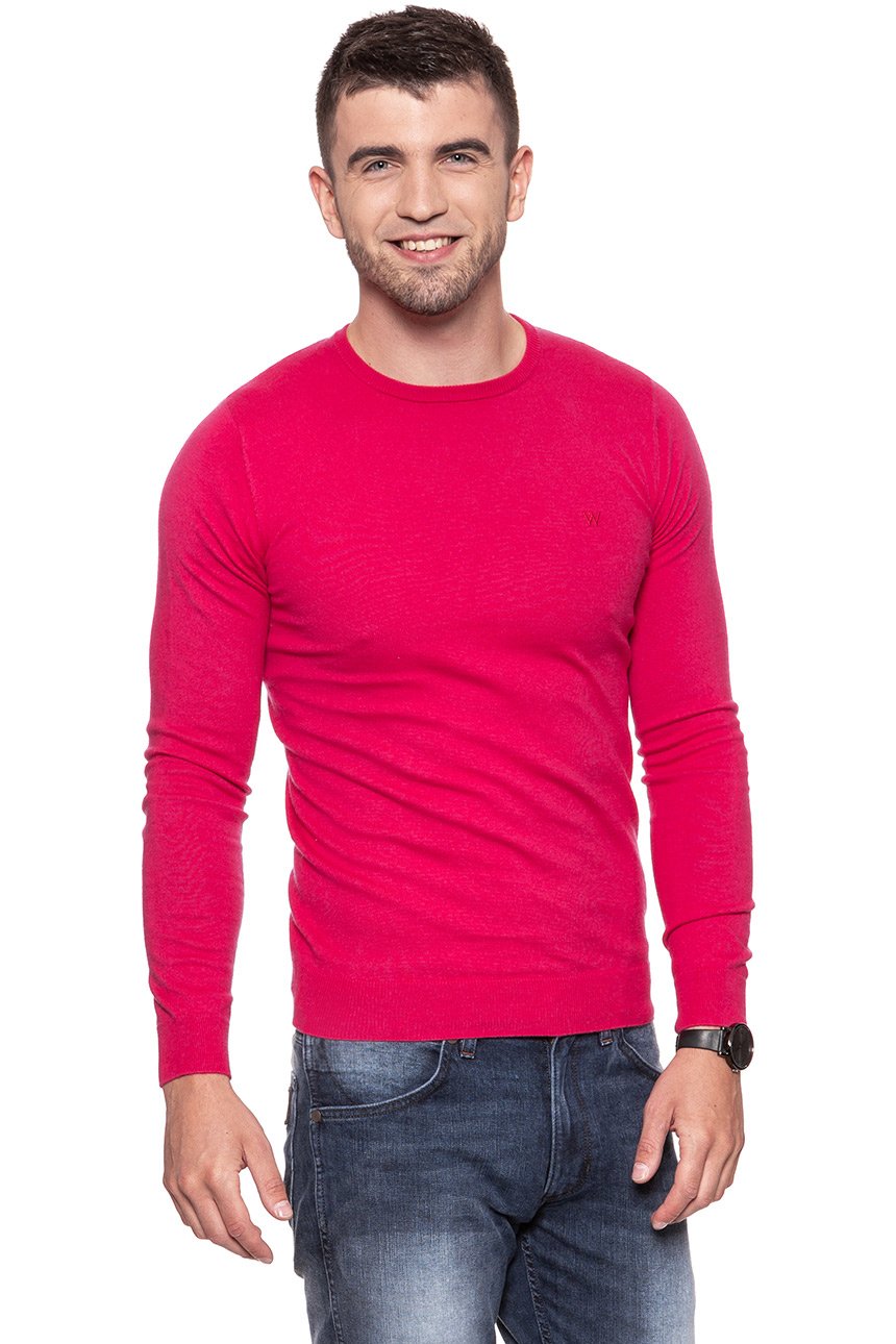 MĘSKI SWETER WRANGLER CREW KNIT BRIGHT ROSE W85672PVC