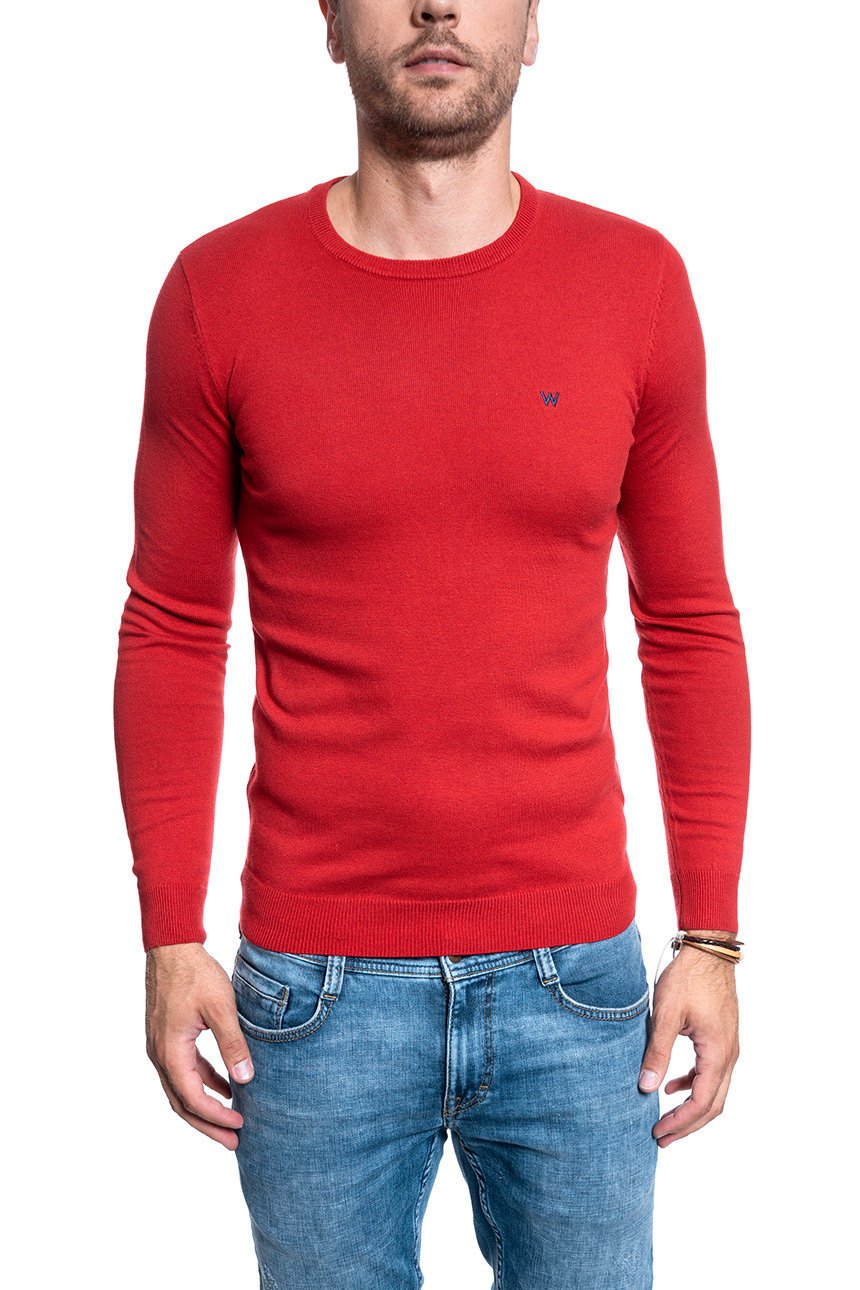 MĘSKI SWETER WRANGLER CREW KNIT RED W85674Q47