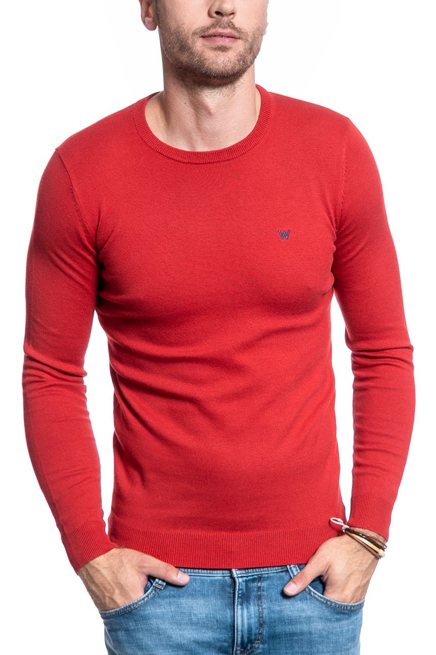 MĘSKI SWETER WRANGLER CREW KNIT RED W85674Q47