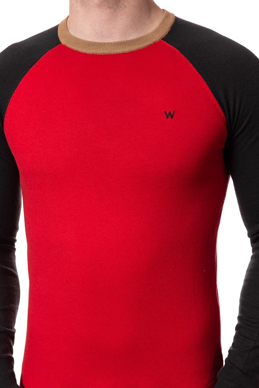 MĘSKI SWETER WRANGLER RAGLAN KNIT SALSA RED W86152PWN