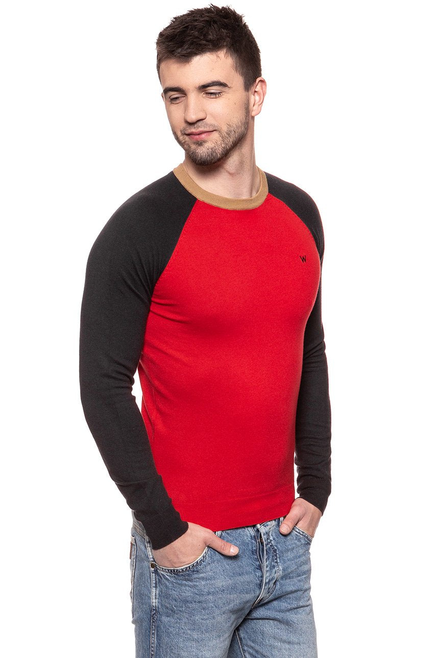 MĘSKI SWETER WRANGLER RAGLAN KNIT SALSA RED W86152PWN