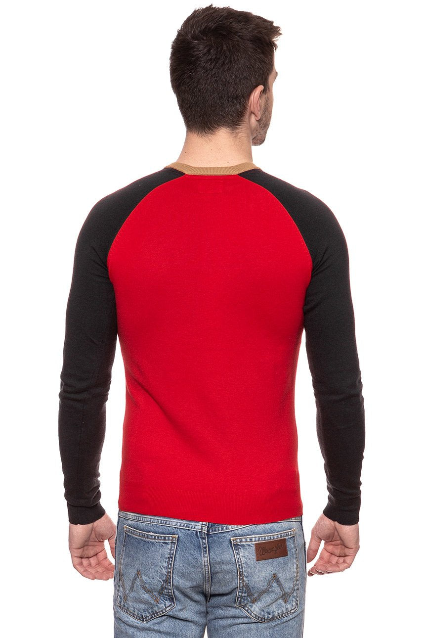 MĘSKI SWETER WRANGLER RAGLAN KNIT SALSA RED W86152PWN