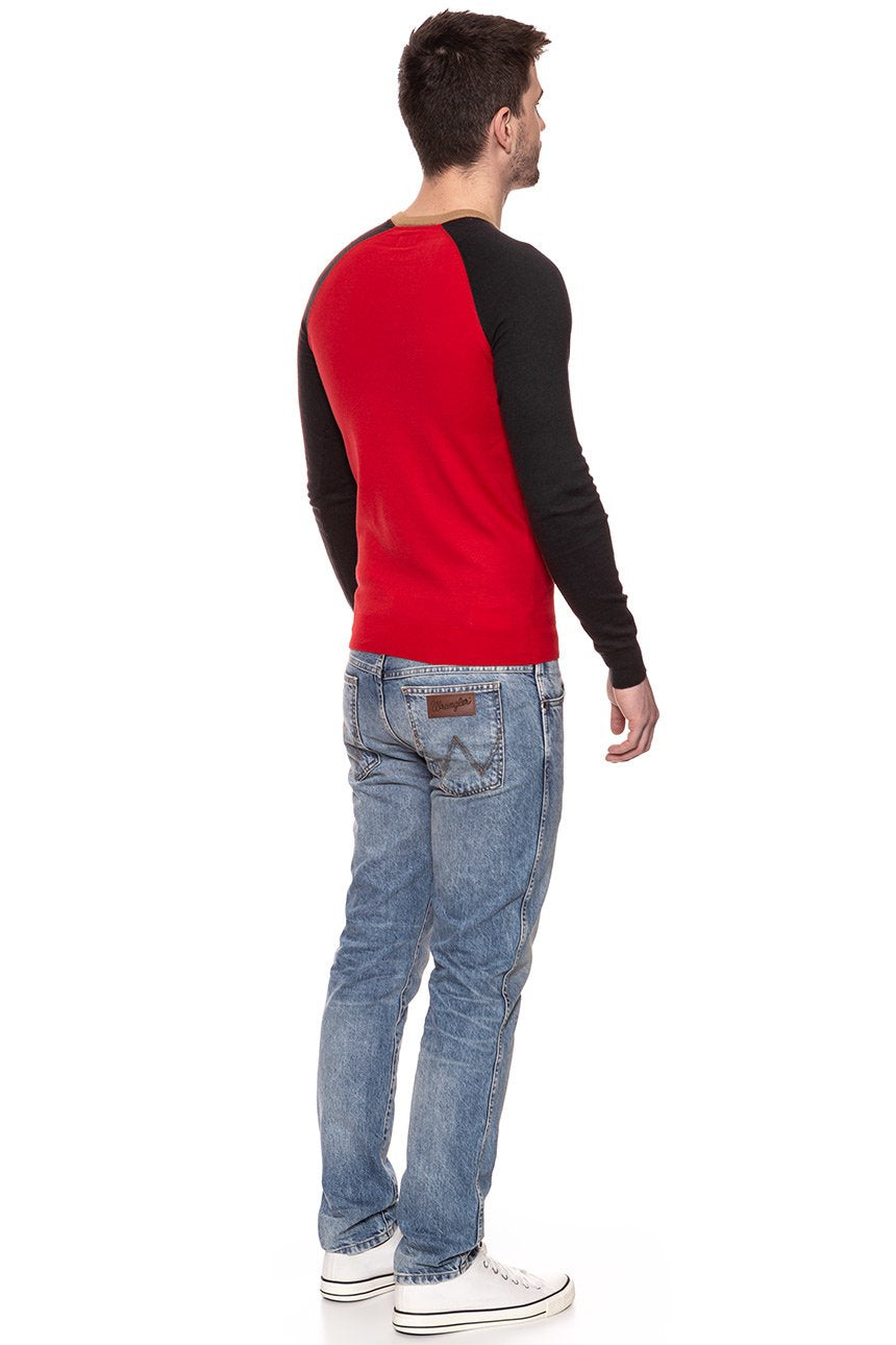 MĘSKI SWETER WRANGLER RAGLAN KNIT SALSA RED W86152PWN