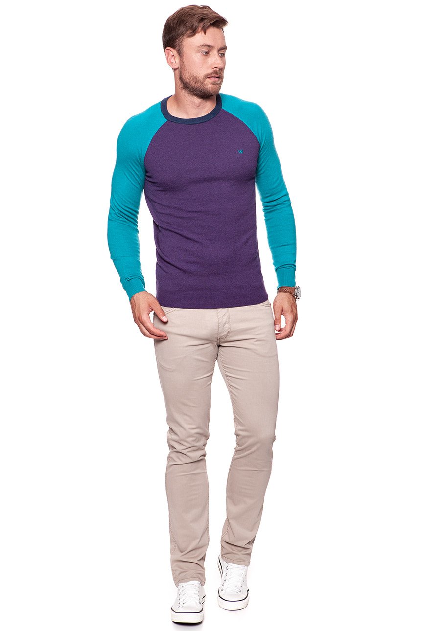 MĘSKI SWETER WRANGLER RAGLAN KNIT PURPLE PENNANT W86152PWT