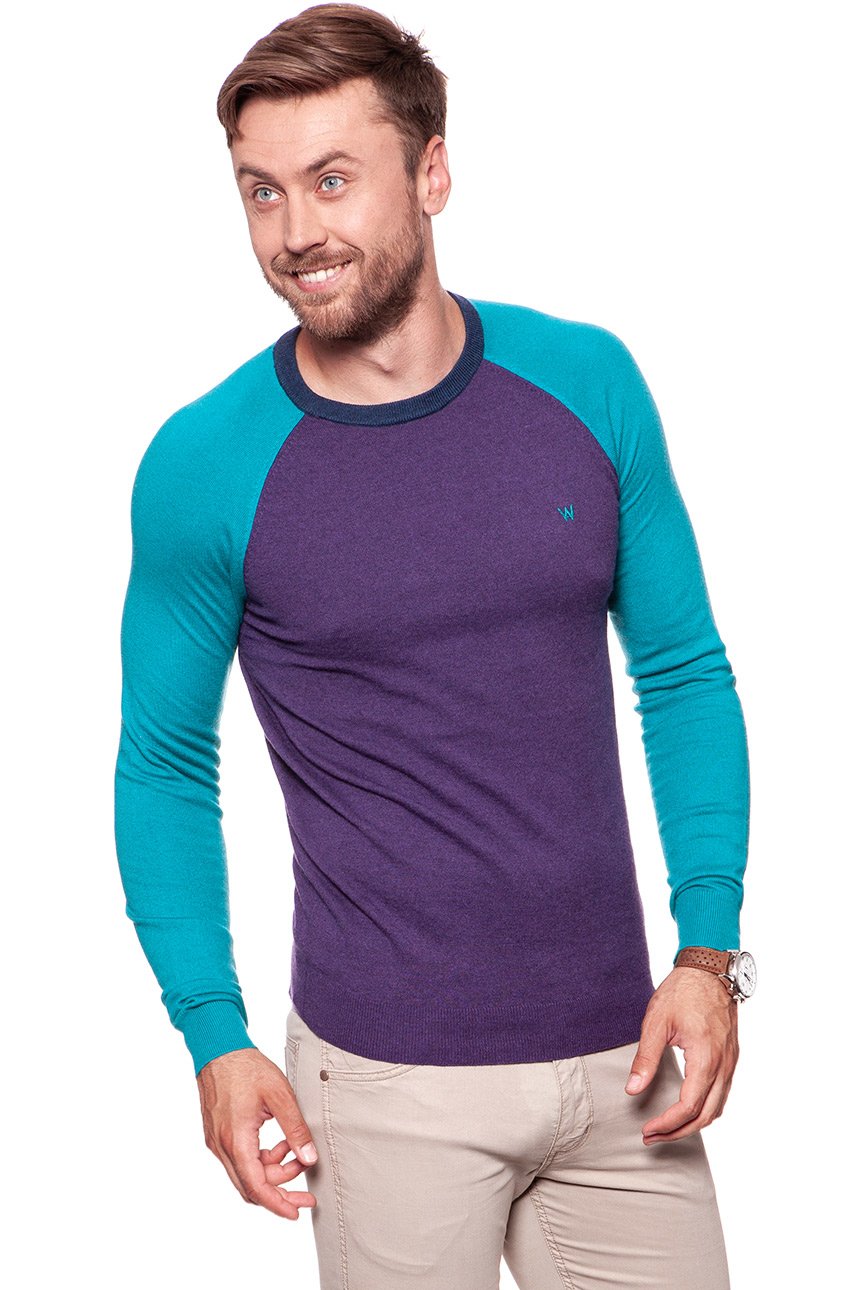 MĘSKI SWETER WRANGLER RAGLAN KNIT PURPLE PENNANT W86152PWT