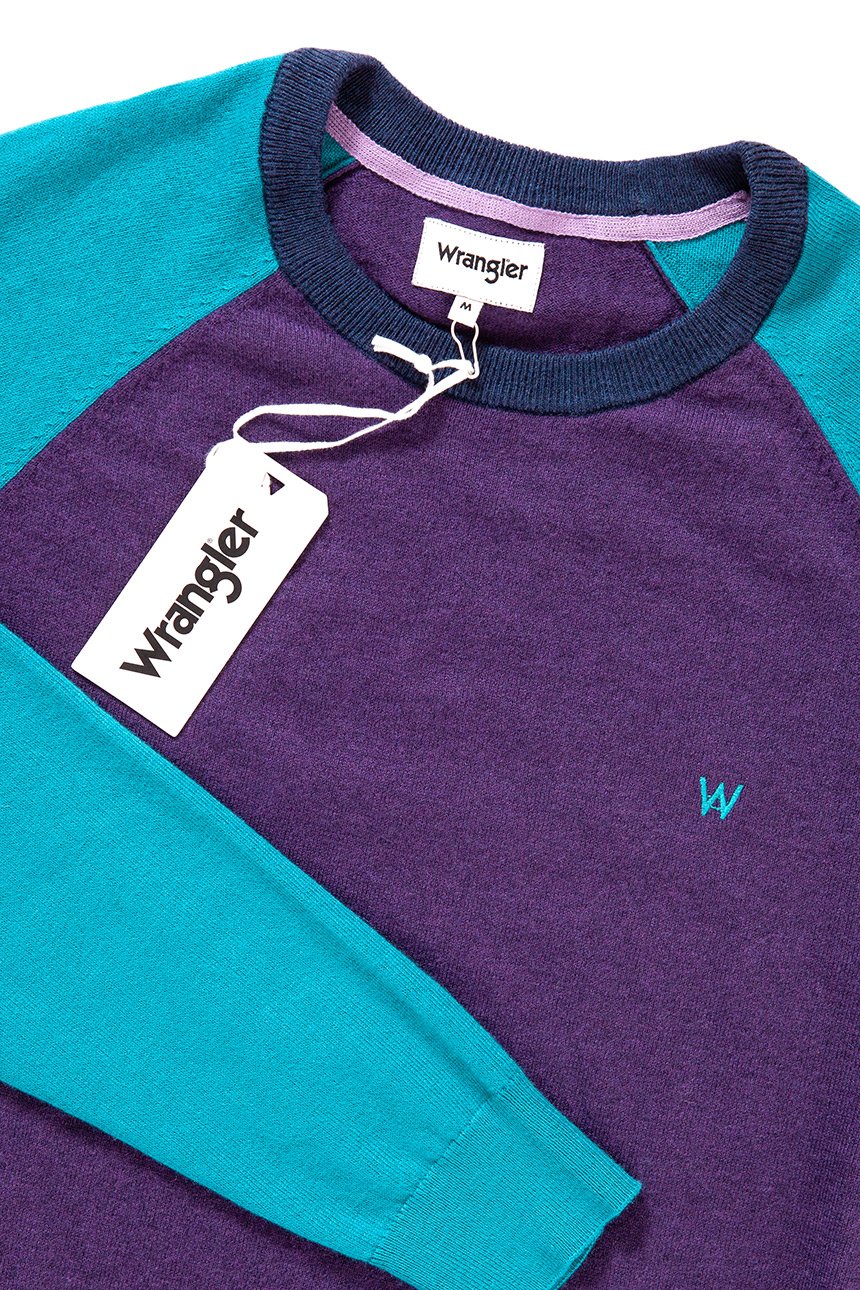 MĘSKI SWETER WRANGLER RAGLAN KNIT PURPLE PENNANT W86152PWT