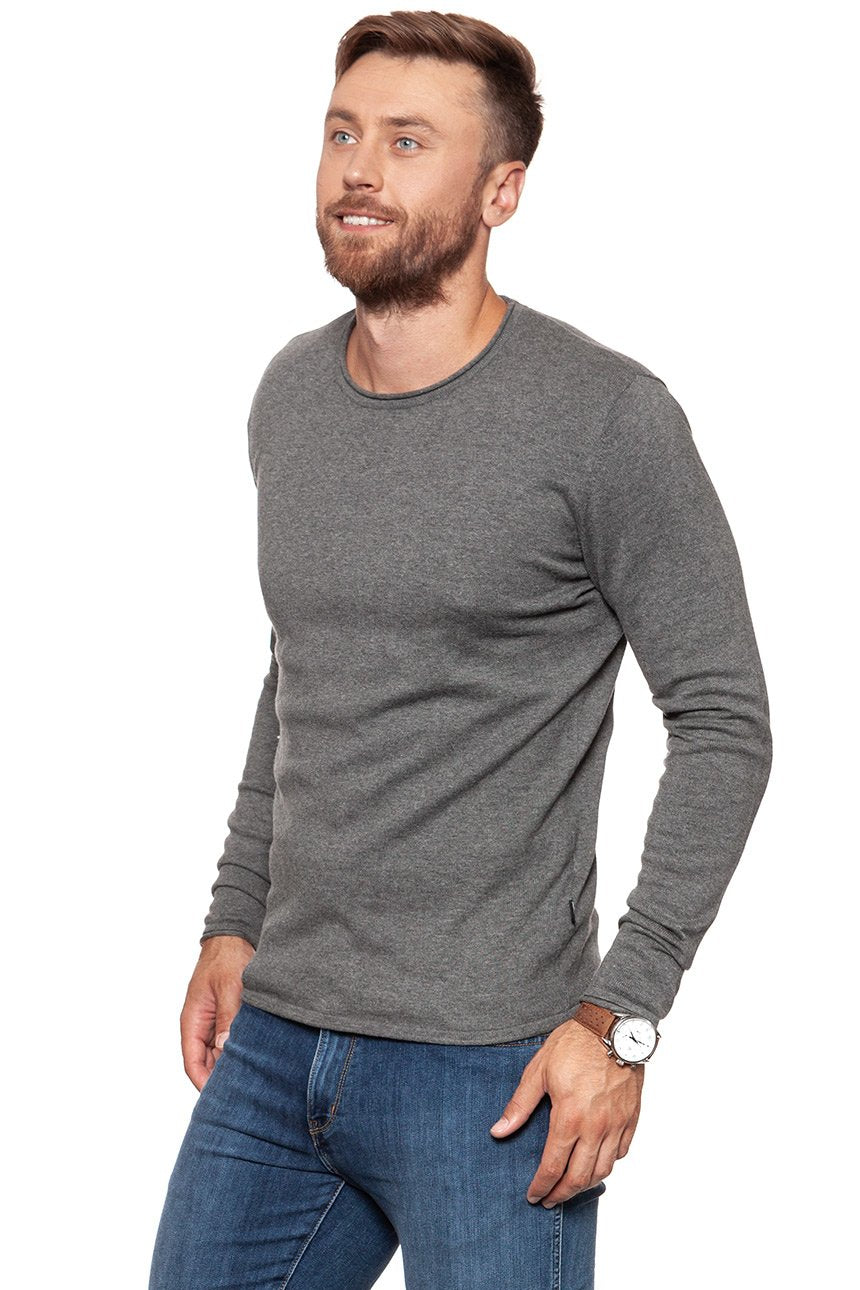 MĘSKI SWETER WRANGLER ROLL EDGE CREW GREY MARL W8624RGVB