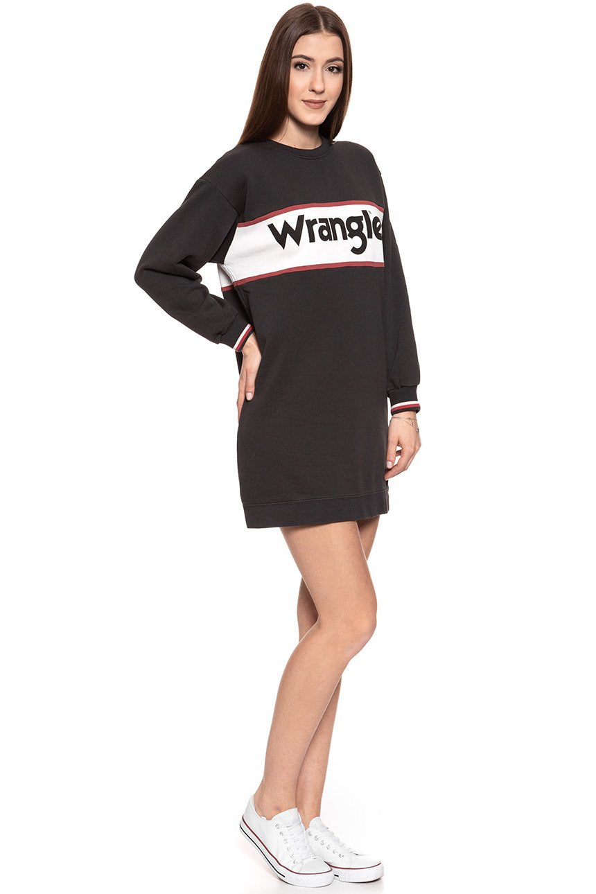 DAMSKA SUKIENKA WRANGLER SWEAT DRESS FADED BLACK W9066HQV6