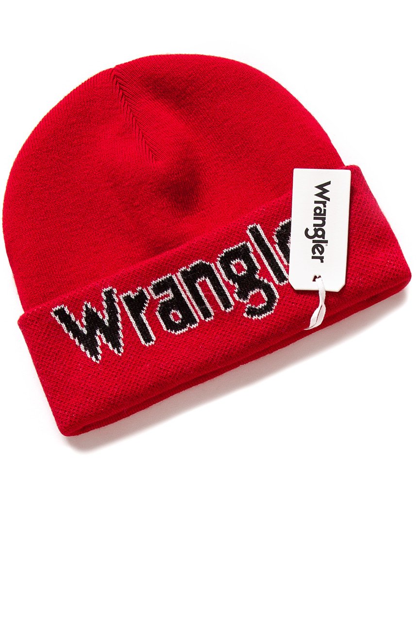 MĘSKA CZAPKA ZIMOWA WRANGLER KABEL BEANIE SALSA RED W0M39UHWN