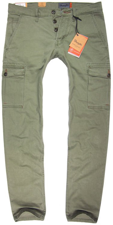 MĘSKIE SPODNIE MATERIAŁOWE WRANGLER COLTON CARGO PANTS DUSTY OLIVE W15AP874K