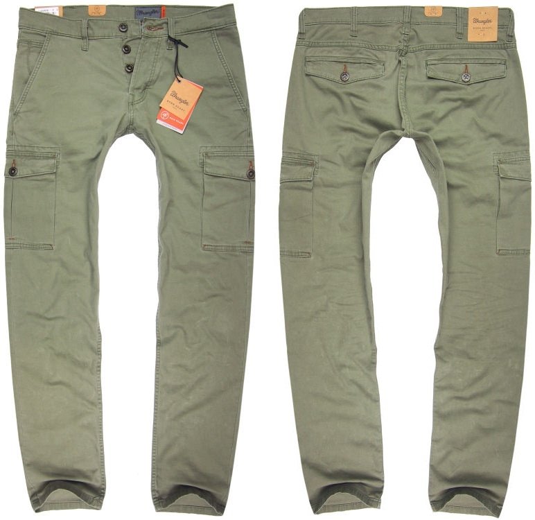 MĘSKIE SPODNIE MATERIAŁOWE WRANGLER COLTON CARGO PANTS DUSTY OLIVE W15AP874K