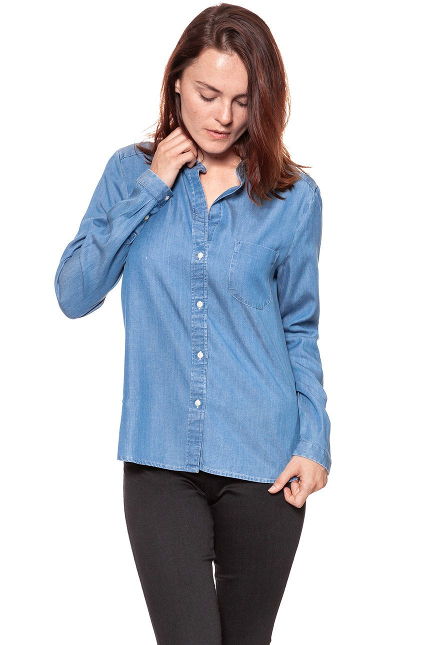 KOSZULA WRANGLER TENCEL SHIRT LIGHT INDIGO W505LMI4E