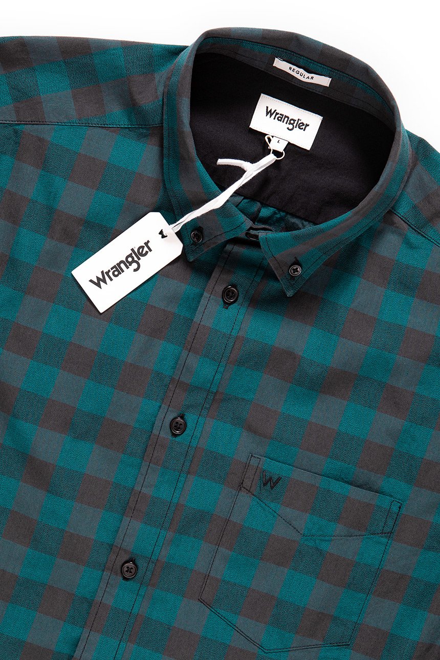 KOSZULA WRANGLER LS 1PKT BUTTON DOWN SPRUCE GREEN W58743PQU