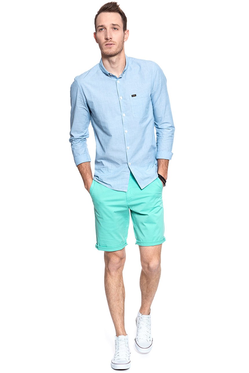 SPODENKI MĘSKIE WRANGLER CHINO SHORT TURQUOISE W14AMM25Z