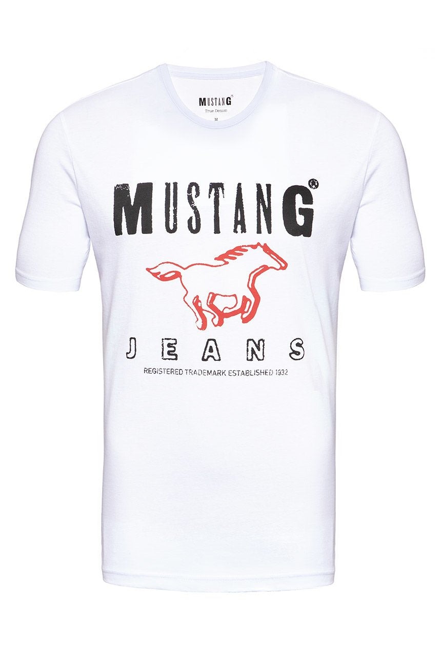 MUSTANG T SHIRT BASIC PRINT TEE GENERAL WHITE 1008373 2045