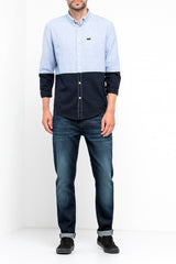 LEE BUTTON DOWN MĘSKA KOSZULA MATERIAŁOWA DUSTY BLUE L880ZLKH