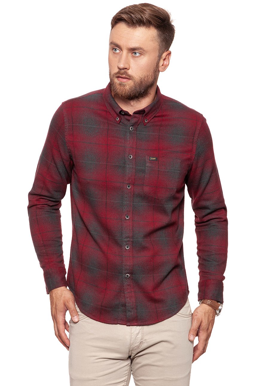 KOSZULA LEE BUTTON DOWN RHUBARB RED L880ZGGB