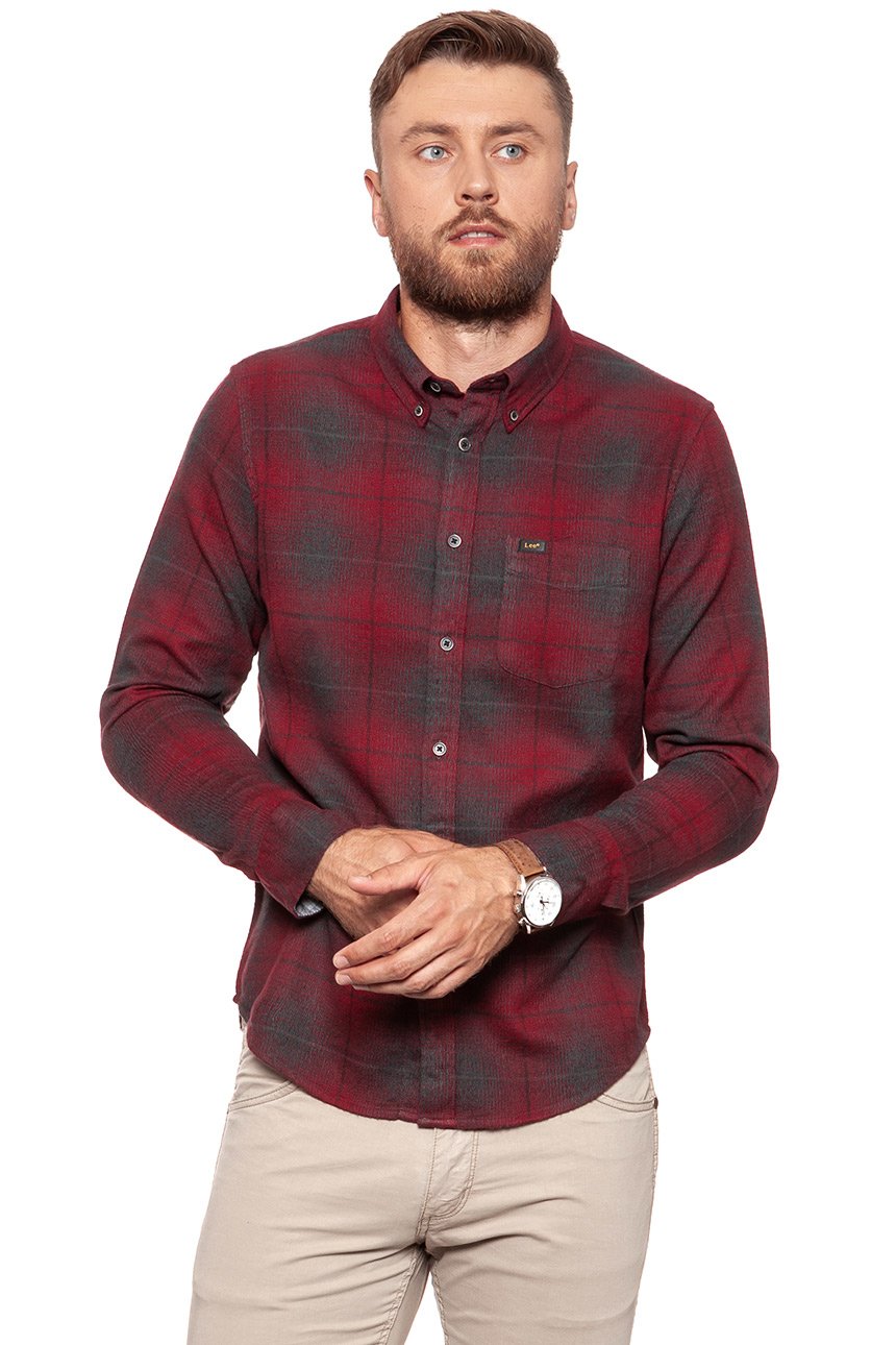 KOSZULA LEE BUTTON DOWN RHUBARB RED L880ZGGB