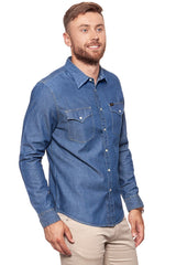 KOSZULA JEANSOWA MĘSKA LEE WESTERN SHIRT DEEP INDIGO L644BIPS