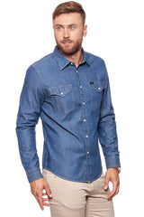 KOSZULA JEANSOWA MĘSKA LEE WESTERN SHIRT DEEP INDIGO L644BIPS