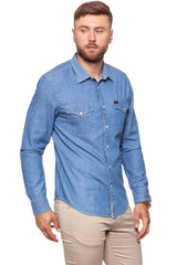 KOSZULA JEANSOWA MĘSKA LEE WESTERN SHIRT WASHED BLUE L644BILR