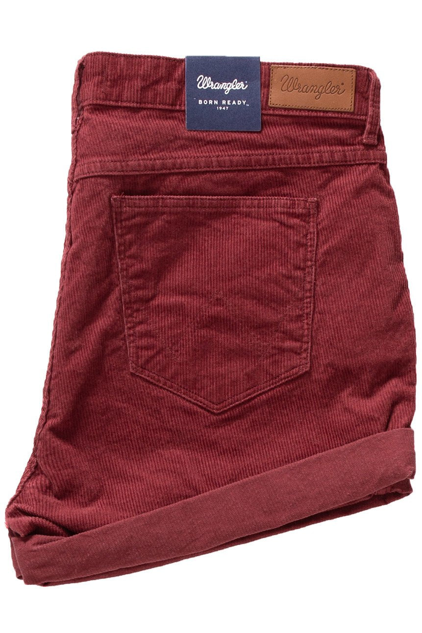 DAMSKIE SPODENKI WRANGLER BOYFRIEND SHORT WINE RED W29KEK47H