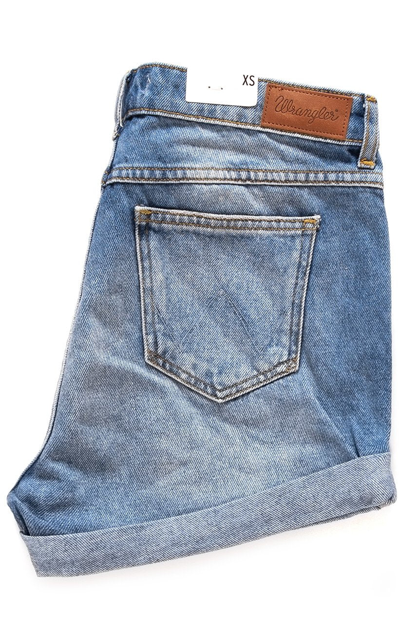 DAMSKIE SPODENKI WRANGLER BOYFRIEND SHORT STONE BLUE W29K79760