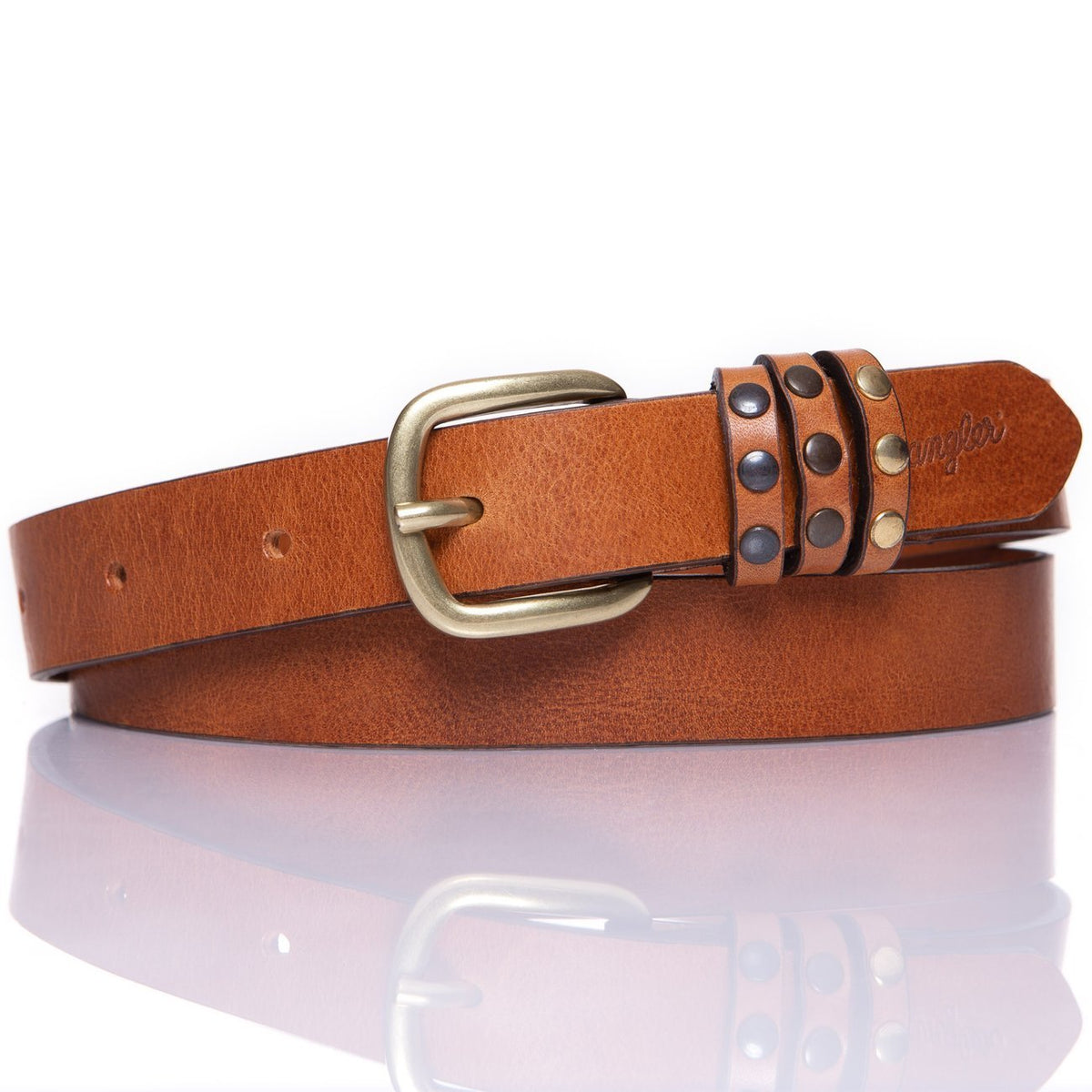 DAMSKI PASEK WRANGLER TRILOOP BELT COGNAC W0B72U181