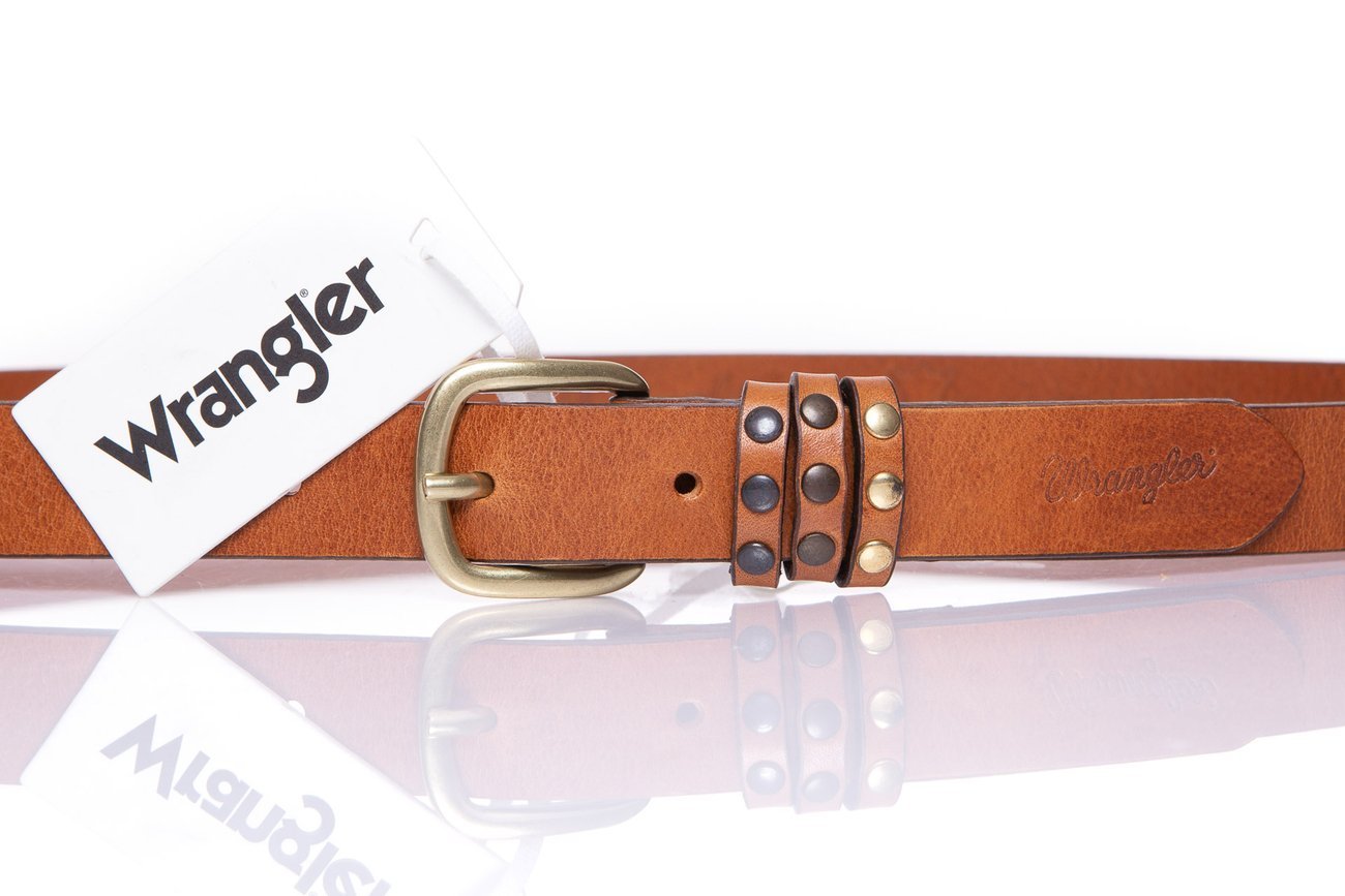 DAMSKI PASEK WRANGLER TRILOOP BELT COGNAC W0B72U181