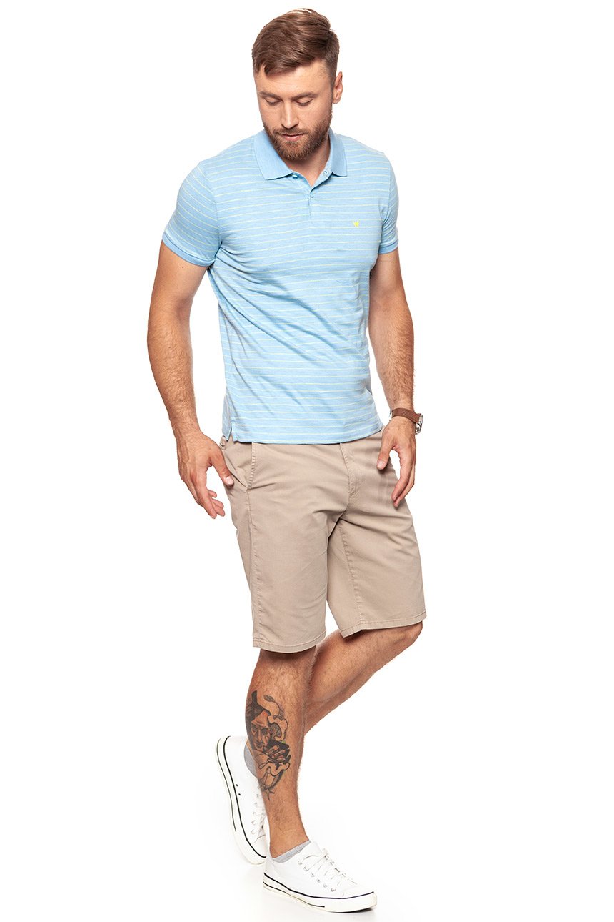 SPODENKI MĘSKIE WRANGLER CHINO SHORT CAMEL W14AKM175      $