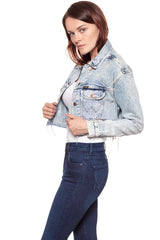 DAMSKA KURTKA JEANSOWA WRANGLER RETRO CROP JACKET WRAINBOW WASH W417RI24K