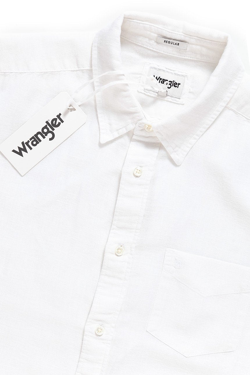 KOSZULA MĘSKA KRÓTKI RĘKAW WRANGLER S/S 1PKT SHIRT WHITE W5860LO12