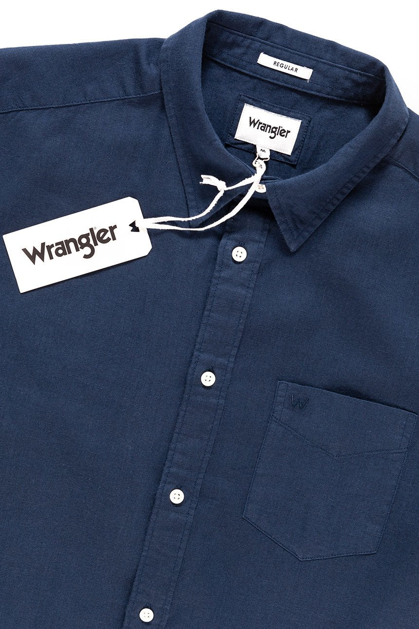 KOSZULA MĘSKA KRÓTKI RĘKAW WRANGLER SS 1 PKT SHIRT NAVY W5860LO35