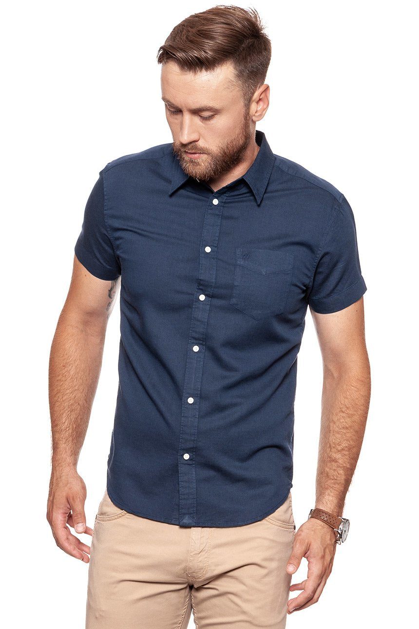 KOSZULA MĘSKA KRÓTKI RĘKAW WRANGLER SS 1 PKT SHIRT NAVY W5860LO35