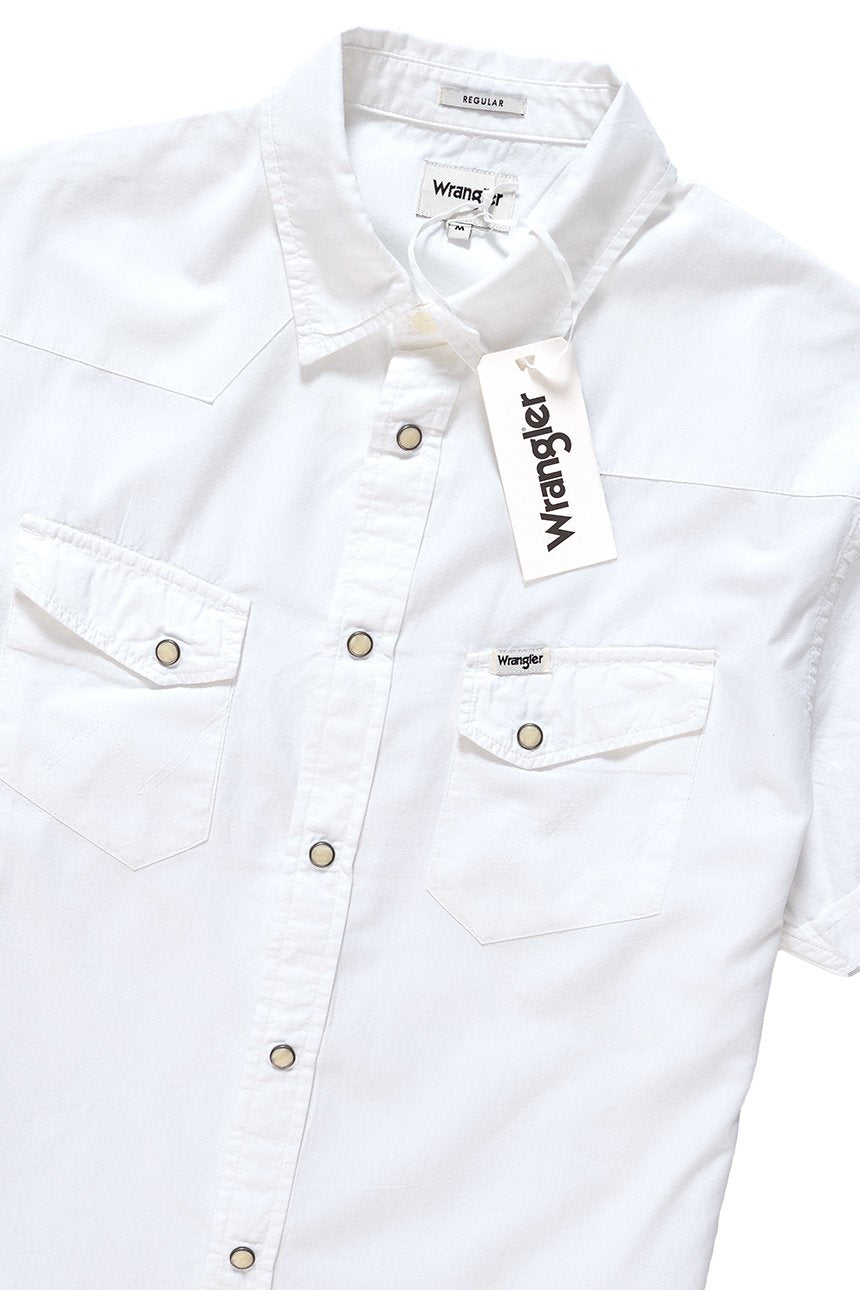 KOSZULA MĘSKA KRÓTKI RĘKAW WRANGLER S/S WESTERN SHIRT WHITE W58736S12