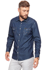 KOSZULA JEANSOWA MĘSKA WRANGLER LS WESTERN SHIRT RINSE INDIGO W5973O7WE