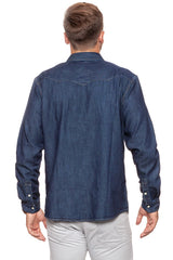 KOSZULA JEANSOWA MĘSKA WRANGLER LS WESTERN SHIRT RINSE INDIGO W5973O7WE