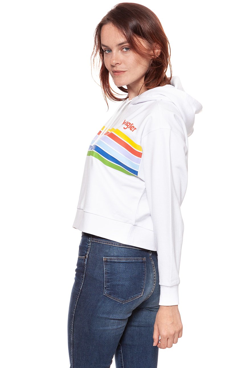 BLUZA WRANGLER DAMSKA CROPPED HOODY WHITE W6073HP12