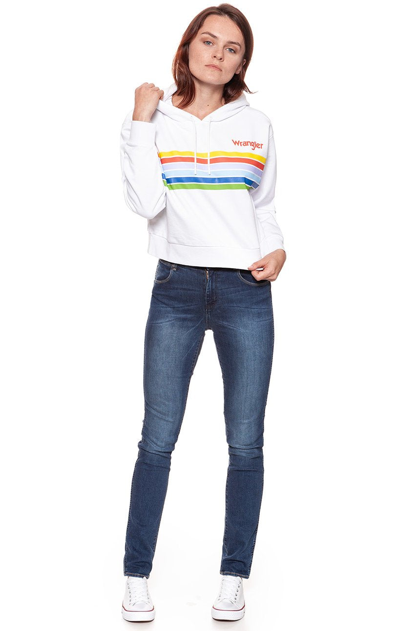 BLUZA WRANGLER DAMSKA CROPPED HOODY WHITE W6073HP12