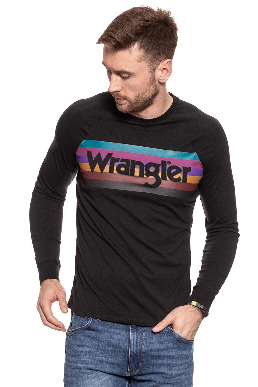 KOSZULKA WRANGLER LS RAGLAN TEE FADED BLACK W7B95FKV6