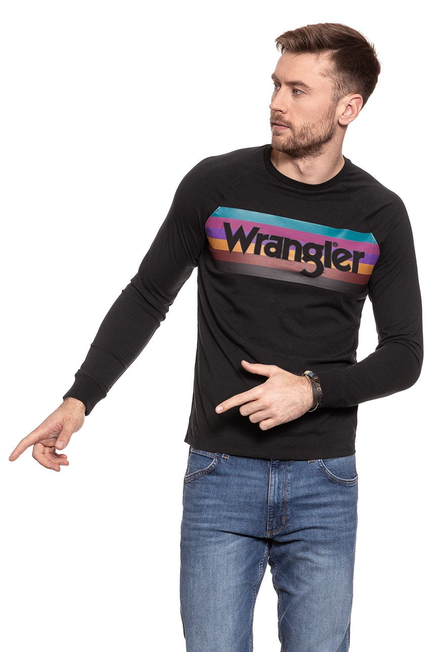 KOSZULKA WRANGLER LS RAGLAN TEE FADED BLACK W7B95FKV6