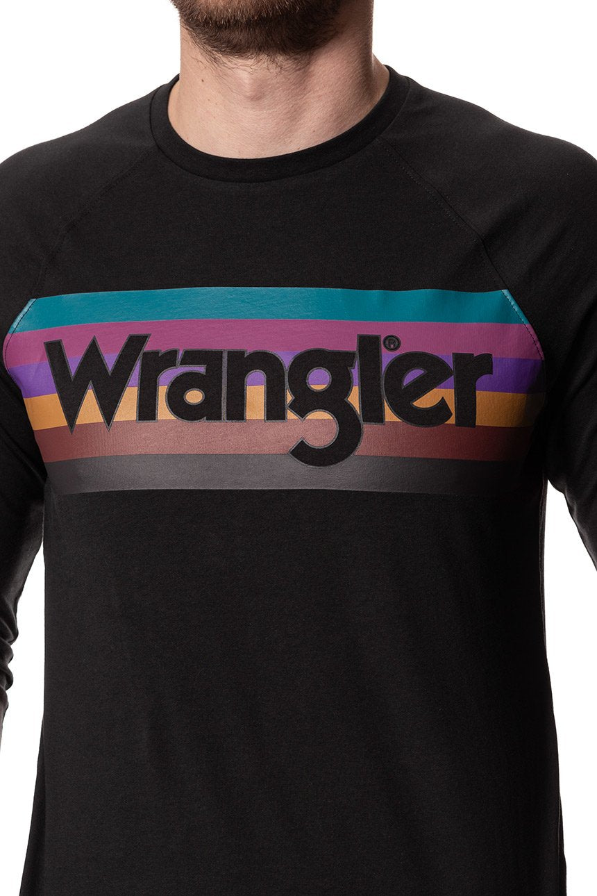 KOSZULKA WRANGLER LS RAGLAN TEE FADED BLACK W7B95FKV6