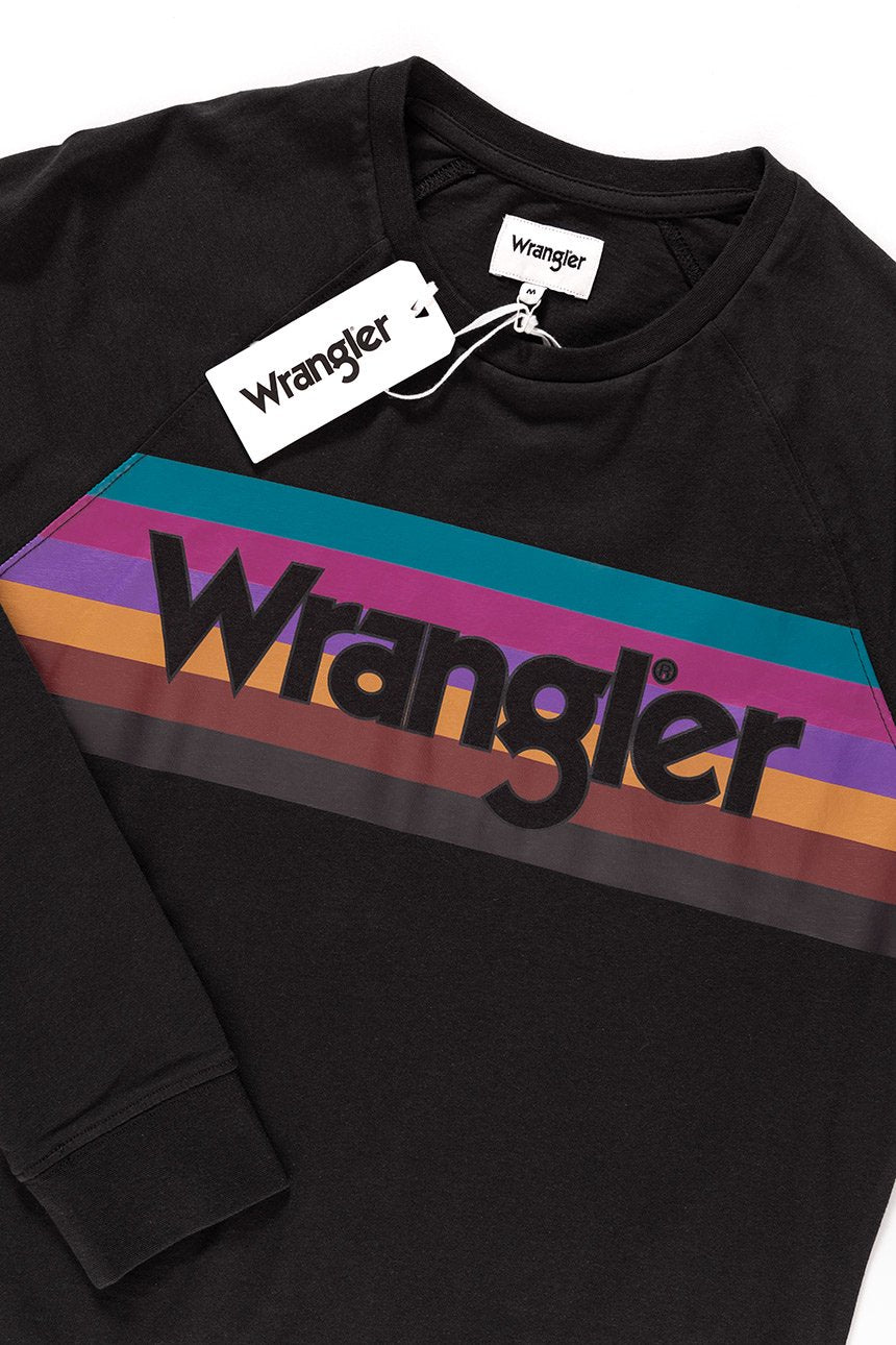 KOSZULKA WRANGLER LS RAGLAN TEE FADED BLACK W7B95FKV6