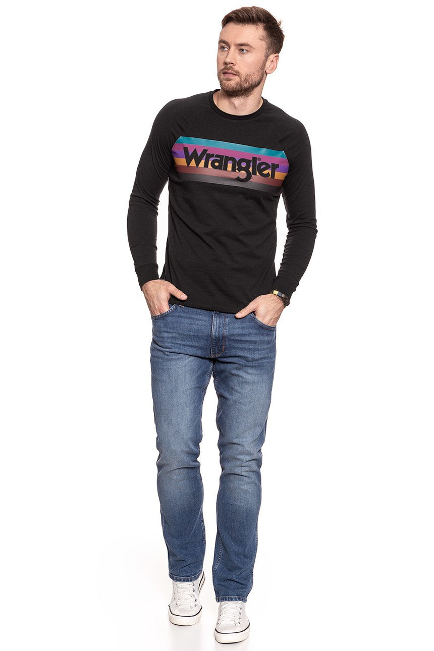 KOSZULKA WRANGLER LS RAGLAN TEE FADED BLACK W7B95FKV6