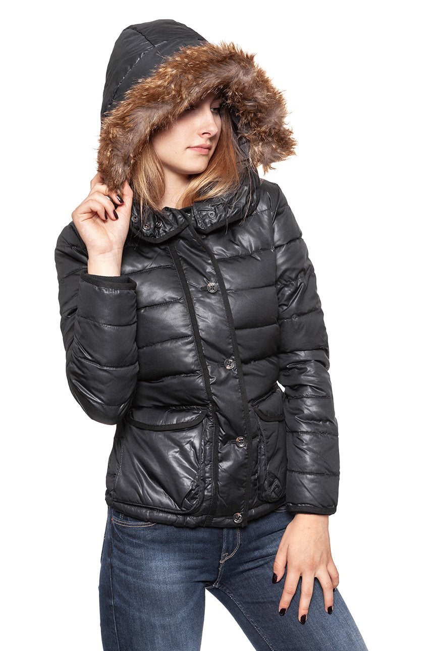 DAMSKA KURTKA ZIMOWA LEE PUFFER JACKET BLACK L56TWS01