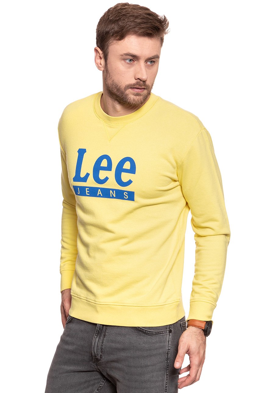 BLUZA MĘSKA LEE BASIC GRAPHIC CREW YELLOW SIGN L80TJBLN