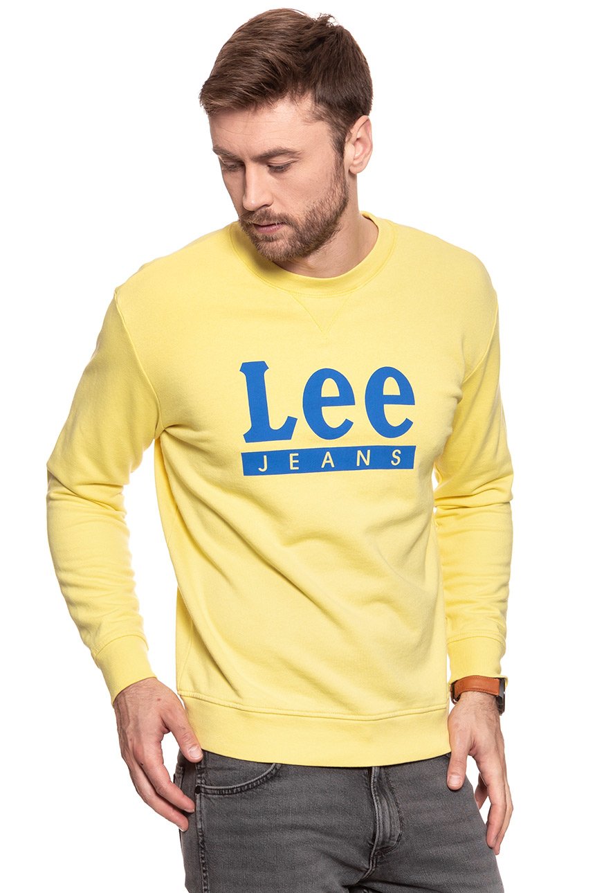 BLUZA MĘSKA LEE BASIC GRAPHIC CREW YELLOW SIGN L80TJBLN